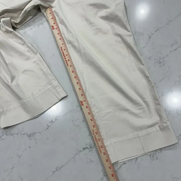 J Crew Womens Sz L Astrid Wide Leg Chino Pull On Pant in Natural Ivory Pockets - Picture 3 of 12